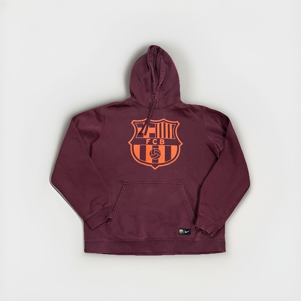 Nike FCB FC Barcelona Hoodie Mens M Swoosh Barca Spain‎ Soccer Football Maroon
